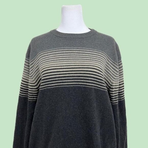 gray and beige striped y2k knit sweater - Picture 1 of 8